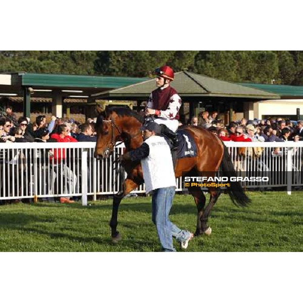 Dario Vargiu parades on Cima on Fly before the start of the 118¡ Premio Pisa Pisa San Rossore, 30th march 2008 ph. Stefano Grasso