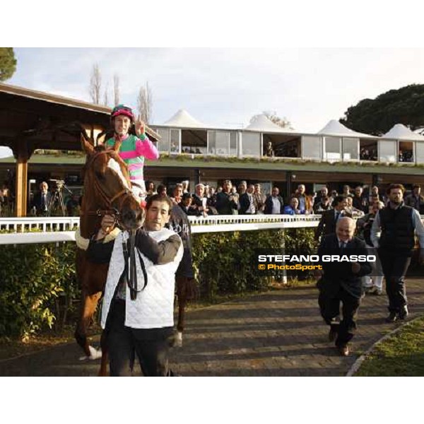 Mirco Demuro enters the winner circle after winning the 118¡ Premio Pisa on Eldest and followed by trainer Vittorio Caruso Pisa San Rossore, 30th march 2008 ph. Stefano Grasso