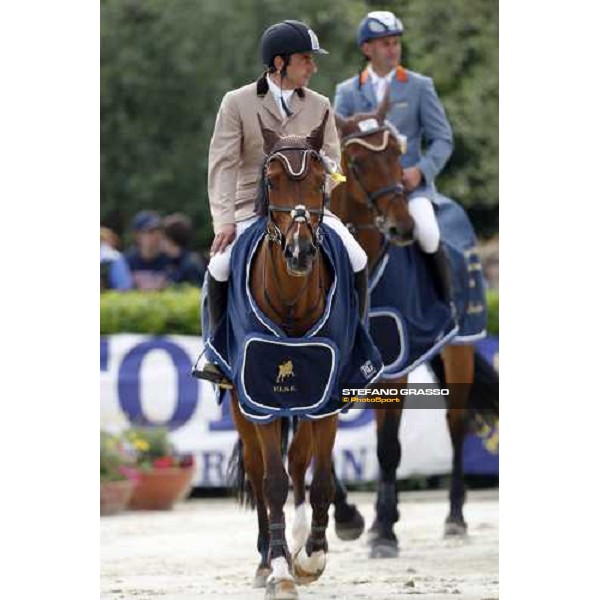Piergiorgio Bucci italian showjumping champion 2008 parades on Da Zara Varetino O.H followed by Giovanni Lucchetti and Paolo Pomponi Augusta, 27th april 2008 ph. Stefano Grasso