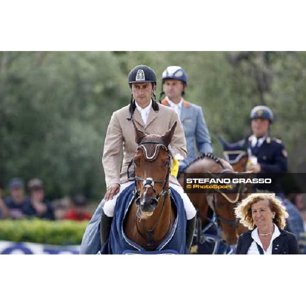 Piergiorgio Bucci italian showjumping champion 2008 parades on Da Zara Varetino O.H followed by Giovanni Lucchetti and Paolo Pomponi Augusta, 27th april 2008 ph. Stefano Grasso