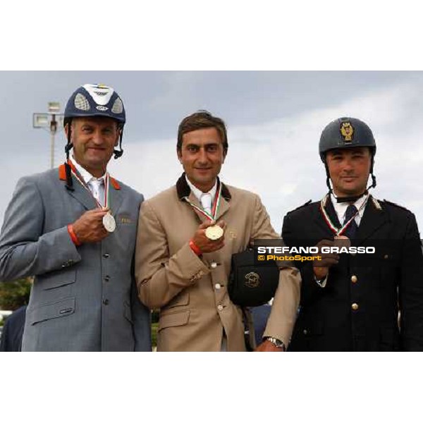 the podium of italian showjumping championship - Piergiorgio Bucci, Giovanni Lucchetti and Paolo Pomponi Augusta, 27th april 2008 ph. Stefano Grasso