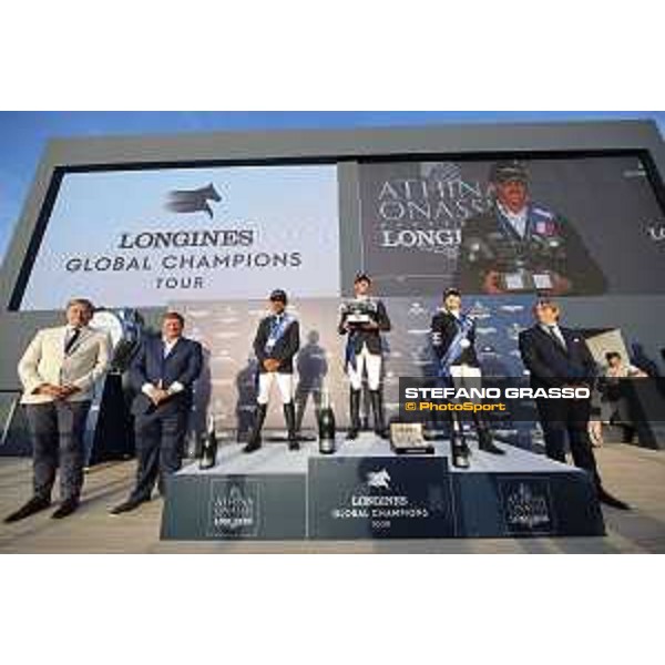 LGCT of St Tropez - Grand Prix - Prize giving ceremony - The podium: 1st Ben Maher (GBR), 2nd Carlos Enrique Lopez Lizarazo (COL), 3rd Edwina Tops-Alexander (AUS) - St Tropez, - 2 June 2018 - ph.Stefano Grasso/LGCT