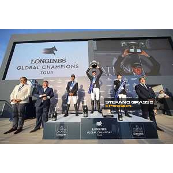 LGCT of St Tropez - Grand Prix - Prize giving ceremony - The podium: 1st Ben Maher (GBR), 2nd Carlos Enrique Lopez Lizarazo (COL), 3rd Edwina Tops-Alexander (AUS) - St Tropez, - 2 June 2018 - ph.Stefano Grasso/LGCT