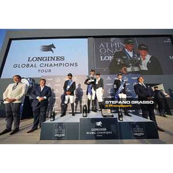 LGCT of St Tropez - Grand Prix - Prize giving ceremony - The podium: 1st Ben Maher (GBR), 2nd Carlos Enrique Lopez Lizarazo (COL), 3rd Edwina Tops-Alexander (AUS) - St Tropez, - 2 June 2018 - ph.Stefano Grasso/LGCT