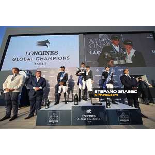 LGCT of St Tropez - Grand Prix - Prize giving ceremony - The podium: 1st Ben Maher (GBR), 2nd Carlos Enrique Lopez Lizarazo (COL), 3rd Edwina Tops-Alexander (AUS) - St Tropez, - 2 June 2018 - ph.Stefano Grasso/LGCT