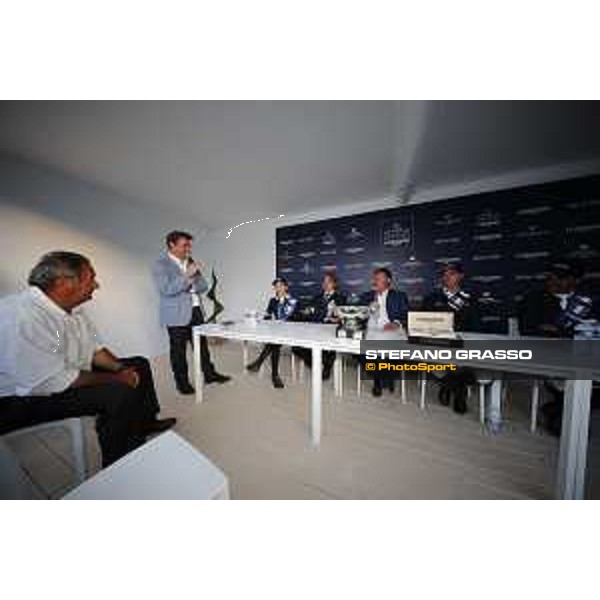 LGCT of St Tropez - Press conference -Denis Monticolo, Edwina Tops-Alexander (AUS), Jan Tops (President of LGCT and co-founder of GCL), Ben Maher (GBR), Carlos Enrique Lopez Lizarazo (COL) - St Tropez, - 2 June 2018 - ph.Mario Grassia/LGCT
