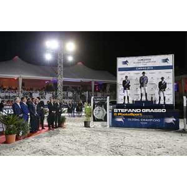 LGCT of Cannes - Grand Prix - Prize giving ceremony - The podium: 1st Peder Fredricson (SWE), 2nd Harrie Smolders (NED) and 3rd Simon Delestre (FRA) - Cannes, Stade des Hesperides - 9 June 2018 - ph.Stefano Grasso/LGCT