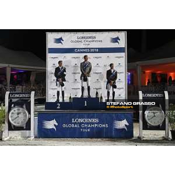 LGCT of Cannes - Grand Prix - Prize giving ceremony - The podium: 1st Peder Fredricson (SWE), 2nd Harrie Smolders (NED) and 3rd Simon Delestre (FRA) - Cannes, Stade des Hesperides - 9 June 2018 - ph.Stefano Grasso/LGCT