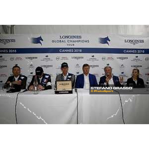 LGCT of Cannes - Press conference - Simon Delestre (FRA), Harrie Smolders (NED), Peder Fredricson (SWE), Jan Tops (President of LGCT and co-founder of GCL), Francois Bourey, Edwina Tops-Alexander (AUS) - Cannes, Stade des Hesperides - 9 June 2018 - ph.Stefano Grasso/LGCT