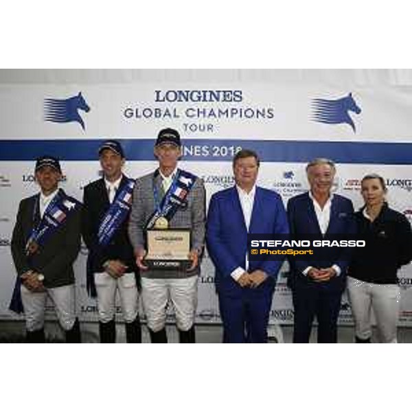 LGCT of Cannes - Press conference - Simon Delestre (FRA), Harrie Smolders (NED), Peder Fredricson (SWE), Jan Tops (President of LGCT and co-founder of GCL), Francois Bourey, Edwina Tops-Alexander (AUS) - Cannes, Stade des Hesperides - 9 June 2018 - ph.Stefano Grasso/LGCT