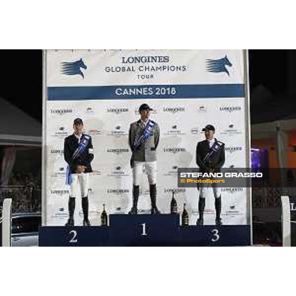 LGCT of Cannes - Grand Prix - Prize giving ceremony - The podium: 1st Peder Fredricson (SWE), 2nd Harrie Smolders (NED) and 3rd Simon Delestre (FRA) - Cannes, Stade des Hesperides - 9 June 2018 - ph.Stefano Grasso/LGCT