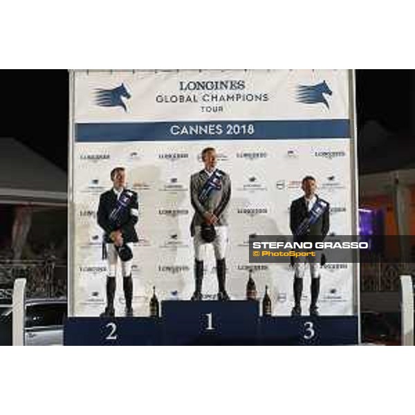 LGCT of Cannes - Grand Prix - Prize giving ceremony - The podium: 1st Peder Fredricson (SWE), 2nd Harrie Smolders (NED) and 3rd Simon Delestre (FRA) - Cannes, Stade des Hesperides - 9 June 2018 - ph.Stefano Grasso/LGCT