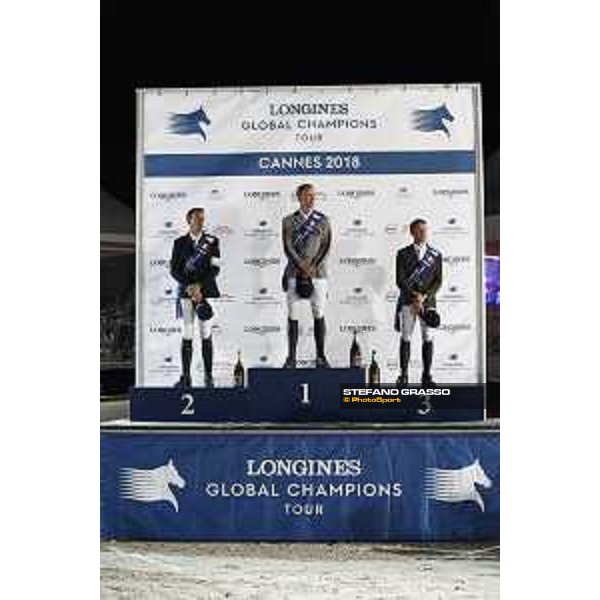LGCT of Cannes - Grand Prix - Prize giving ceremony - The podium: 1st Peder Fredricson (SWE), 2nd Harrie Smolders (NED) and 3rd Simon Delestre (FRA) - Cannes, Stade des Hesperides - 9 June 2018 - ph.Stefano Grasso/LGCT