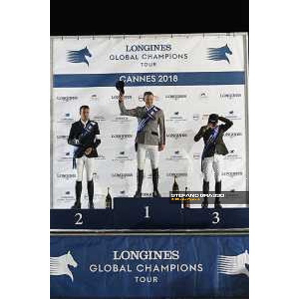 LGCT of Cannes - Grand Prix - Prize giving ceremony - The podium: 1st Peder Fredricson (SWE), 2nd Harrie Smolders (NED) and 3rd Simon Delestre (FRA) - Cannes, Stade des Hesperides - 9 June 2018 - ph.Stefano Grasso/LGCT