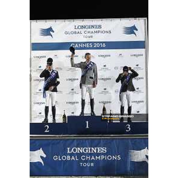 LGCT of Cannes - Grand Prix - Prize giving ceremony - The podium: 1st Peder Fredricson (SWE), 2nd Harrie Smolders (NED) and 3rd Simon Delestre (FRA) - Cannes, Stade des Hesperides - 9 June 2018 - ph.Stefano Grasso/LGCT