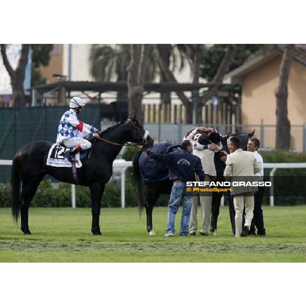 Cima de Triomphe\'s connection in triumph after winning the 125¡ DErby Italiano Rome, 11th may 2008 ph. Stefano Grasso