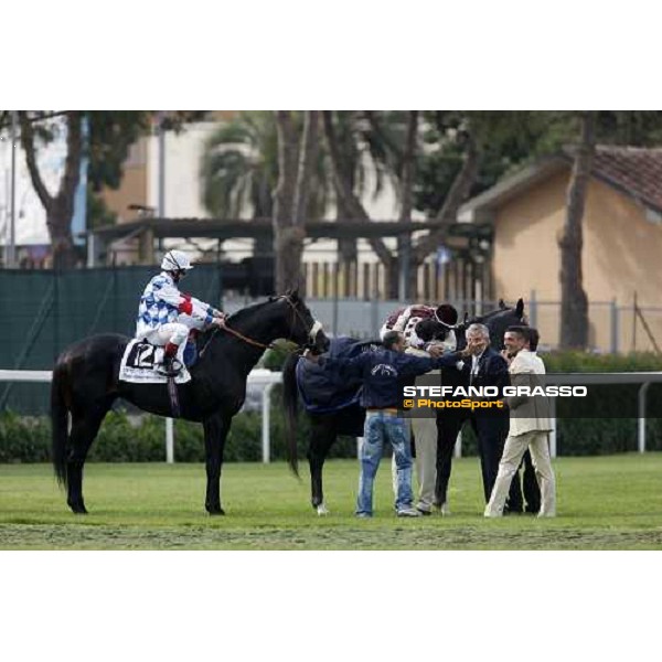 Cima de Triomphe\'s connection in triumph after winning the 125¡ DErby Italiano Rome, 11th may 2008 ph. Stefano Grasso