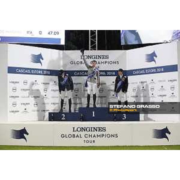 LGCT of Cascais-Estoril - Grand Prix - Prize giving ceremony - The podium: 1st Nicola Philippaerts (BEL), 2nd Gregory Wathelet (BEL) and 3rd Eduardo Alvarez Aznar (ESP). Ana Paula Pereira, Carlos Carreiras, Jan Tops (President of LGCT and co-founder of GCL), Duarte Guedes - Cascais-Estoril, Hipodromo Manuel Possolo, 16 June 2018 - ph.Stefano Grasso/LGCT
