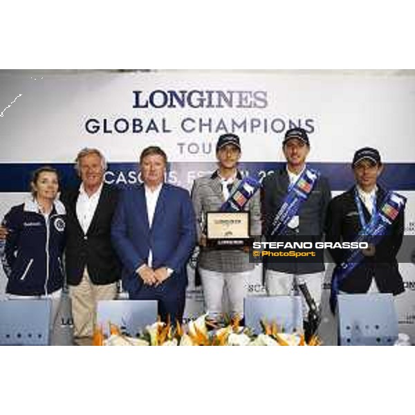 LGCT of Cascais-Estoril - Grand Prix - Press conference - Edwina Tops-Alexander (AUS), Duarte Guedes, Jan Tops (President of LGCT and co-founder of GCL), Nicola Philippaerts (BEL), Gregory Wathelet (BEL) and Eduardo Alvarez Aznar (ESP) - Cascais-Estoril, Hipodromo Manuel Possolo, 16 June 2018 - ph.Stefano Grasso/LGCT