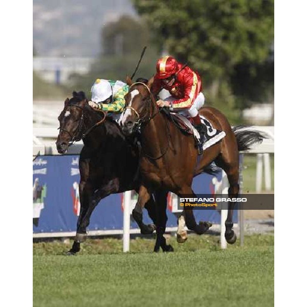 Kerrin Mc Evoy on Saddex fights with Neil Callan on Pressing at the last few meters to the line of the Premio Presidente della Repubblica At the Races Rome, 18th may 2008 ph. Stefano Grasso