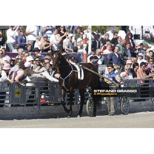 Varenne and Giampaolo Minnucci parade in front of the racegoers at Solvalla Solvalla, 25th may 2008 ph. Stefano Grasso
