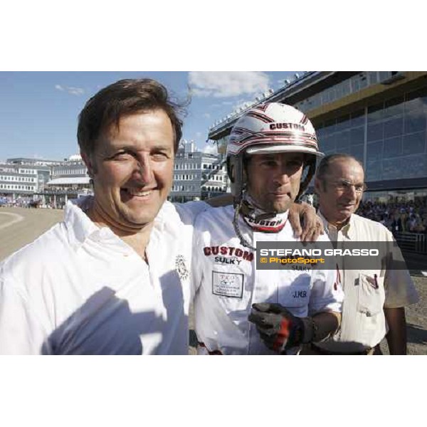 Fabrice Souloy and Jean Michel Bazire after winning with Exploit Caf the Elitloppet Solvalla, 25th may 2008 ph. Stefano Grasso
