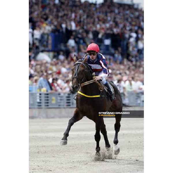 Philippe Masschaele on Hot Tub wins the MontŽeliten Solvalla, 25th may 2008 ph. Stefano Grasso