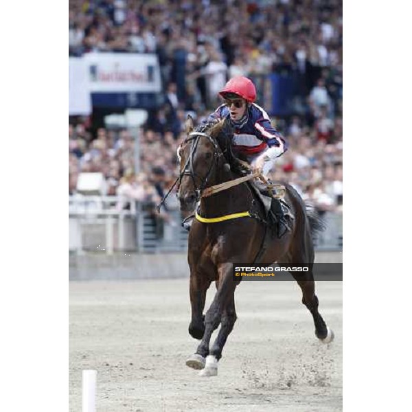 Philippe Masschaele on Hot Tub wins the MontŽeliten Solvalla, 25th may 2008 ph. Stefano Grasso