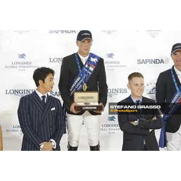 LGCT of Monaco - Prize giving ceremony - The podium: Shane Breen (IRL), Jung Woo-Sung, Samuel Guelat - Monaco, Port Hercule, 30 June 2018 - ph.Stefano Grasso/LGCT