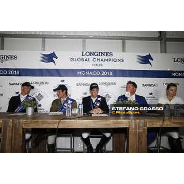 LGCT of Monaco - Press conference - Denis Lynch (IRL), Alberto Zorzi (ITA), Shane Breen (IRL), Jan Tops (President of LGCT and co-founder of GCL), Edwina Tops-Alexander (AUS) - Monaco, Port Hercule, 30 June 2018 - ph.Stefano Grasso/LGCT