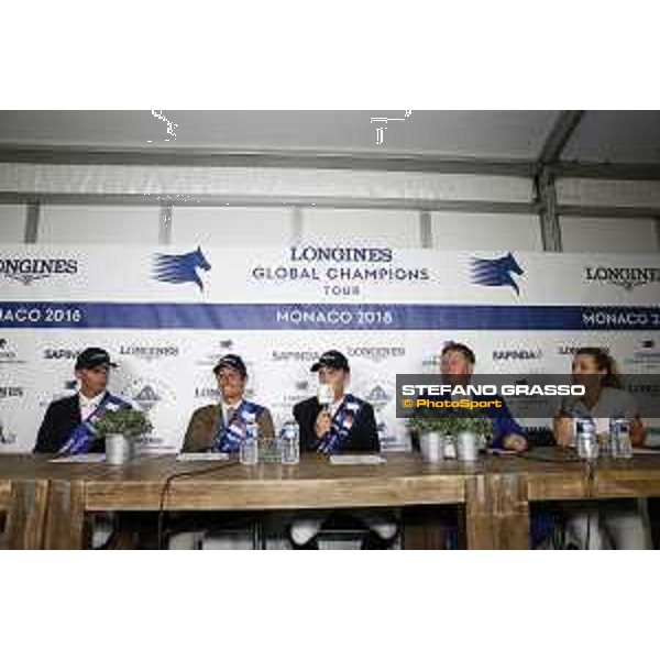 LGCT of Monaco - Press conference - Denis Lynch (IRL), Alberto Zorzi (ITA), Shane Breen (IRL), Jan Tops (President of LGCT and co-founder of GCL), Edwina Tops-Alexander (AUS) - Monaco, Port Hercule, 30 June 2018 - ph.Stefano Grasso/LGCT