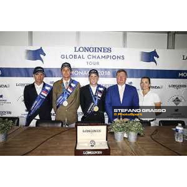 LGCT of Monaco - Press conference - Denis Lynch (IRL), Alberto Zorzi (ITA), Shane Breen (IRL), Jan Tops (President of LGCT and co-founder of GCL), Edwina Tops-Alexander (AUS) - Monaco, Port Hercule, 30 June 2018 - ph.Stefano Grasso/LGCT
