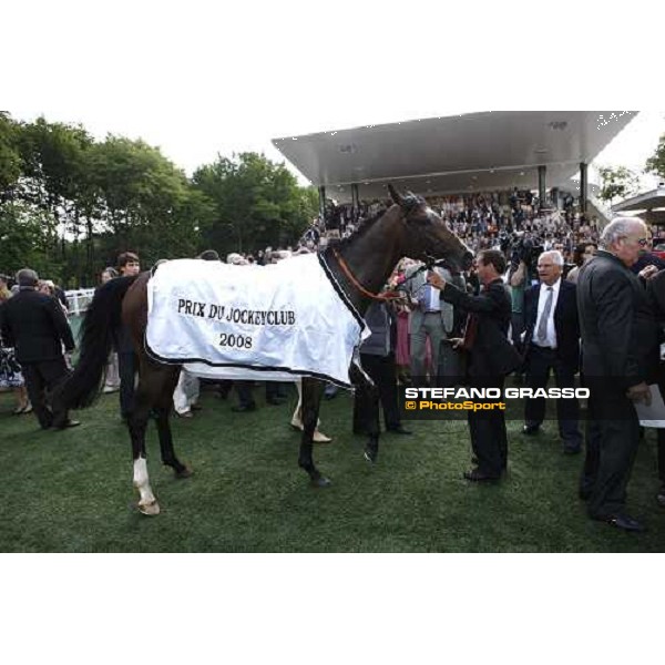 Vision d\' Etat poses in the winner circle after winning the Prix du Jockey Club Paris chantilly 1st june 2008 ph. Stefano Grasso
