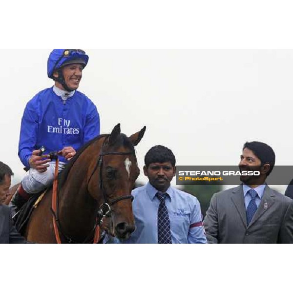 a smiling Frankie Dettori on Emirates Skyline with trainer Saeed Bin Suroor after winning the Totesport BetXtra Rose Epsom, 6th june 2008 ph. Stefano Grasso
