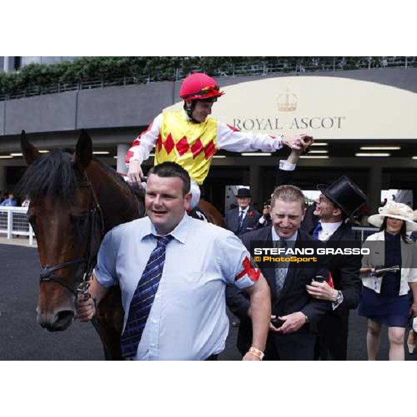 Royal Ascot -1st day - Aidan O\' Briens congratulates with Johnny Murtagh on Haradasun after winning the Queen Anne Stakes Ascot, 17th june 2008 ph. Stefano Grasso