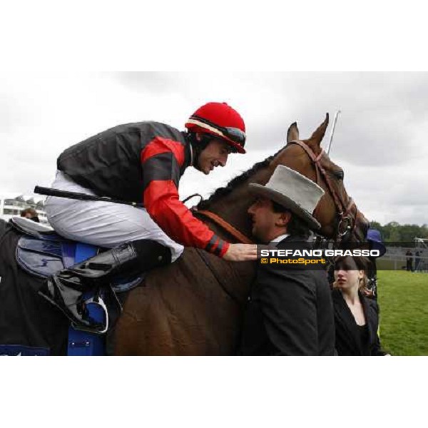 Christophe Patrice Lemaire with Andrea Rossi and Sabana Perdida after winning the Windsor Forest Stakes Ascot, 2nd day, 18th june 2008 ph. Stefano Grasso