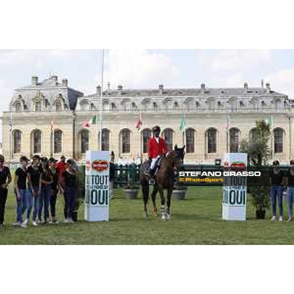 LGCT of Chantilly - Class 6 - Prize giving ceremony - Carlos Enrique Lopez Lizarazo (COL) on Ulhane de Conde - Chantilly, , 15 July 2018 - ph.Stefano Grasso/LGCT