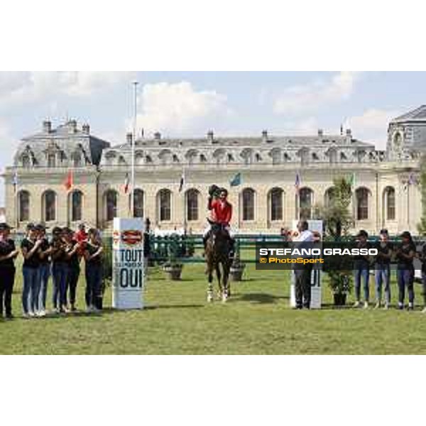 LGCT of Chantilly - Class 6 - Prize giving ceremony - Carlos Enrique Lopez Lizarazo (COL) on Ulhane de Conde - Chantilly, , 15 July 2018 - ph.Stefano Grasso/LGCT