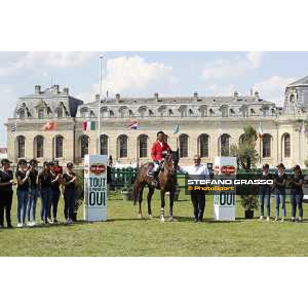 LGCT of Chantilly - Class 6 - Prize giving ceremony - Carlos Enrique Lopez Lizarazo (COL) on Ulhane de Conde - Chantilly, , 15 July 2018 - ph.Stefano Grasso/LGCT