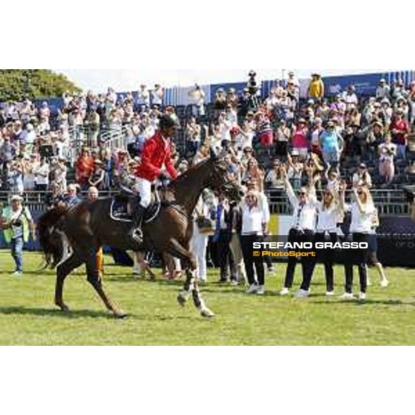 LGCT of Chantilly - Class 6 - Prize giving ceremony - Carlos Enrique Lopez Lizarazo (COL) on Ulhane de Conde - Chantilly, , 15 July 2018 - ph.Stefano Grasso/LGCT