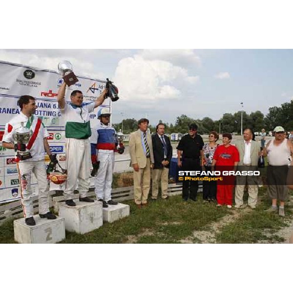the giving prize of the slovenian leg of Mediterranean Trotting Championship won by Khavizov Dinar with Angel Sirrius followed by Francesco Pettinari and Franc Lovrencic Ljubljana, 6th july 2008 ph. Stefano Grasso
