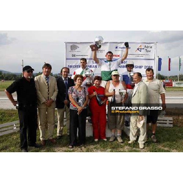 the giving prize of the slovenian leg of Mediterranean Trotting Championship won by Khavizov Dinar with Angel Sirrius followed by Francesco Pettinari and Franc Lovrencic Ljubljana, 6th july 2008 ph. Stefano Grasso