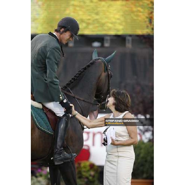 Eleonora Ottaviani congratulates with Harry Smolders on Exquis Powerfree after winning the Prix nr. 5- Lazard San Patrignano, 19th july 2008 ph. Stefano Grasso