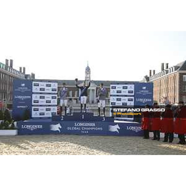 LGCT of London - Prize giving ceremony - The podium: 1st Scott Brash (GBR), 2nd Peder Fredricson (SWE) and 3rd Ludger Beerbaum (GER) - London, Royal Hospital Chelsea, 4 August 2018 - ph.Stefano Grasso/LGCT