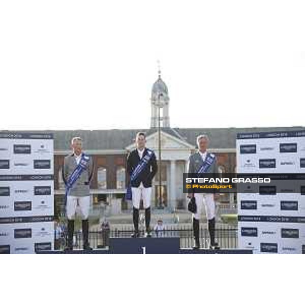 LGCT of London - Prize giving ceremony - The podium: 1st Scott Brash (GBR), 2nd Peder Fredricson (SWE) and 3rd Ludger Beerbaum (GER) - London, Royal Hospital Chelsea, 4 August 2018 - ph.Stefano Grasso/LGCT