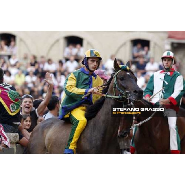 Giuseppe Zedde nickname Gingillo on Elisir Logudoro before winning the Palio di Siena 2008 Siena, 16th august 2008 ph. Stefano Grasso