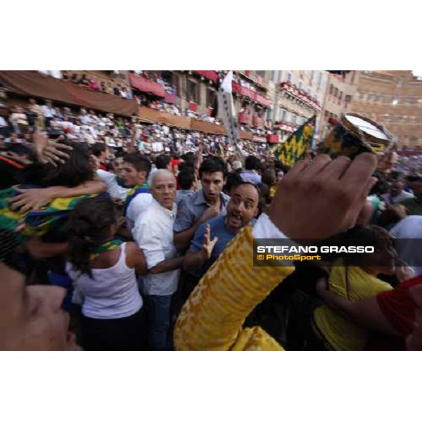 Piazza del Campo after the finish of the Palio dell\' Assunta won by the Contrada del Bruco Siena, 16th august 2008 ph. Stefano Grasso