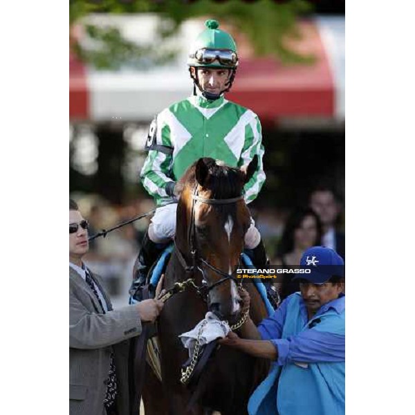 Robby Albarado on Mambo in Seattle enters the track before the start of the 139th running of the Travers presented by Shadwell Farm Saratoga, 23rd august 2008 ph. Stefano Grasso