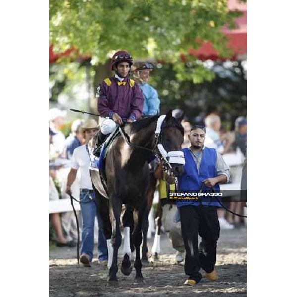Alan Garcia on Da\' Tara enters the track before the start of the 139th running of the Travers presented by Shadwell Farm Saratoga, 23rd august 2008 ph. Stefano Grasso