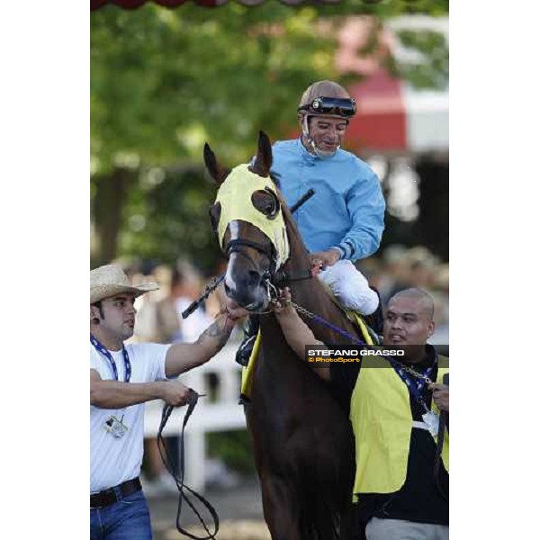 Cornelio Velazquez on Tizbig enters the track before the start of the 139th running of the Travers presented by Shadwell Farm Saratoga, 23rd august 2008 ph. Stefano Grasso